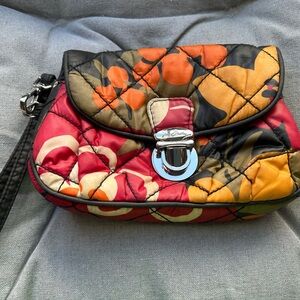 Vera Bradley Red and Orange Quilted Wristlet